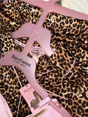 New! Women Juicy Couture Leopard Print Pajama Set with Pink Bralette. Small thumbnail 5