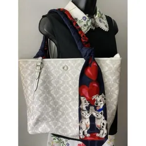 coach w customized w tie sash cream tan tote thumbnail 9