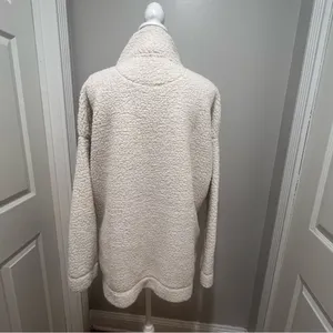 Aerie Sherpa half button sweater with pockets women's size large oversized fit thumbnail 13