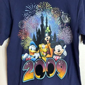 Disney y2K 2009 colorful characters shirt Mickey Pluto goofy Donald Duck thumbnail 2