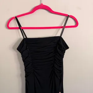 Y2k Black And Pink City Triangles Strapless Ruffle Midi Dress thumbnail 3
