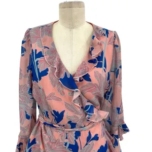 Red Carter Tessa Floral-Print Wrap Dress Pink Blue‎ Size Large thumbnail 4