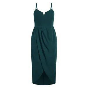 City Chic Womens Trendy Plus Size Sassy V Wrap Dress 6575644 Emerald Green 16W thumbnail 8