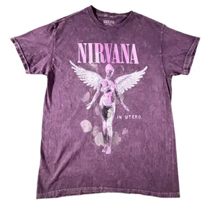 Nirvana T-Shirt Women M Purple In‎ Utero Live 93 Tour Graphic Mineral Wash Tee thumbnail 1