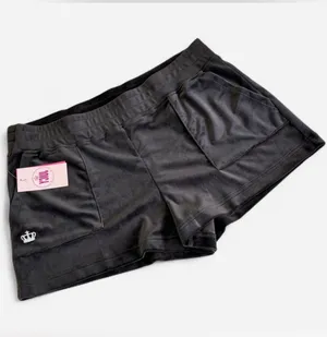 NWT Juicy Couture Women's Black Velour Shorts - Size Large 🖤✨ thumbnail 3