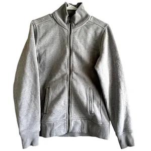 Carhartt Full Zip Sweatshirt High Neck Fleece Lined Ribbed Trim Cotton Gray M thumbnail 1