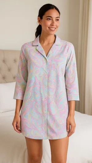 Lauren Ralph Lauren Sleep Shirt Pink Pastel Paisley Long Sleeve Size Small thumbnail 1