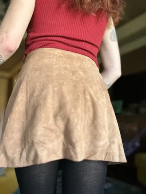 Tan Suede Skirt Brown thumbnail 7