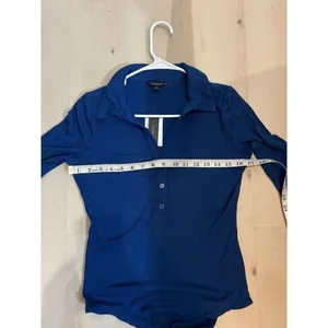 Violets & Roses NWT Women Small Blue Ribbed Knit Long Sleeve Bodysuit Fall Chic thumbnail 11