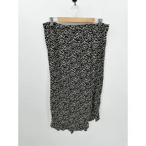 Ophelia Roe Midi Skirt Women XL Black‎ Cream Cinch Ruffle Chic Feminine Milkmaid thumbnail 2
