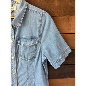Madewell Denim Shirt Dress Snap Front Stretch Jean Dress Size 14 thumbnail 8
