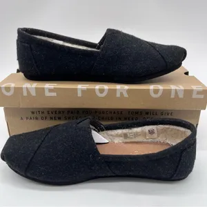 Toms Classic Women's Black Wool Plaid Patch Slip-On Flats Loafers-Size 8 thumbnail 3