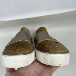 Stuart Weitzman Sz 9 The Boyband Gold Gilt Pane Velvet Slip Sneaker Shoe Women's thumbnail 10