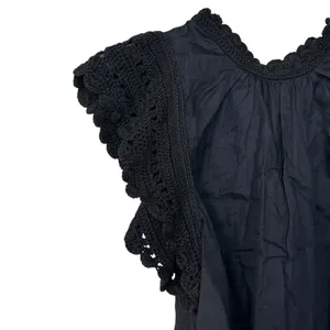 Ulla Johnson Handmade Kai Ramie Blouse Sz 10 black flounce Goth feminine thumbnail 8
