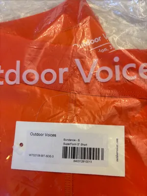 NEW! Outdoor Voices SMALL Sundance SuperForm 5” Bright Orange Bike Yoga Shorts thumbnail 3