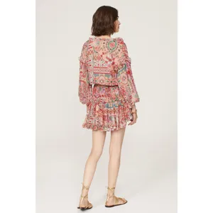 MISA Los Angeles Multicolored Metallic Split Neck Long Sleeve Elena Dress Size S thumbnail 2