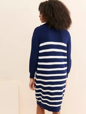 Anthropologie Callahan Cara Striped Dress Navy Blue Womens Size‎ XL thumbnail 2