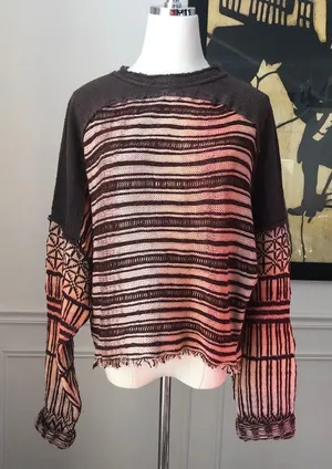 NWOT Free People Sample Sweater Fringe Crop S thumbnail 1