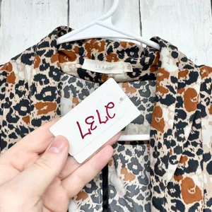 Lush Jacket‎ Women Sz Small Leopard Print Open Front Collared Long Sleeve Blazer thumbnail 4