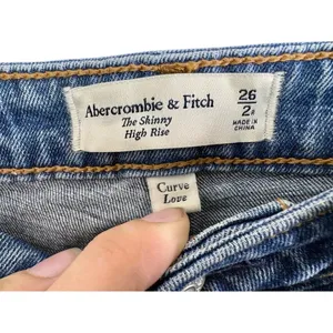 Abercrombie & Fitch Curve Love The Skinny High Rise Blue Denim Jeans Size 26 2 R thumbnail 3