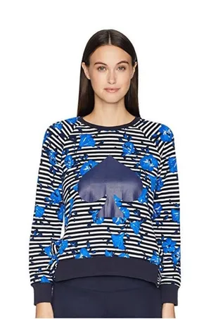 LIKE NEW KATE SPADE HIBISCUS STRIPED SWEATSHIRT thumbnail 1