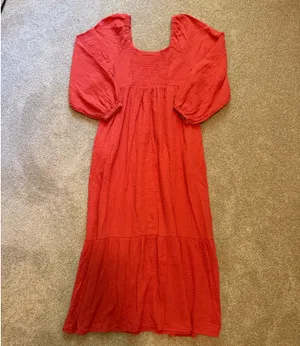 Universal Threads Orange Gauze Tiered Long Sleeve Maxi Dress thumbnail 4