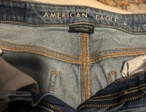 American Eagle Women's Blue Stretch Denim Mom Jeans Indigo Seam thumbnail 2