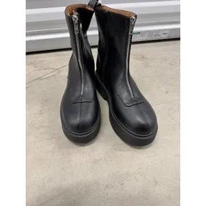 Black Front Zip Platform Ankle Boots Chunky Lug Sole‎ Round Toe Size 9 thumbnail 4