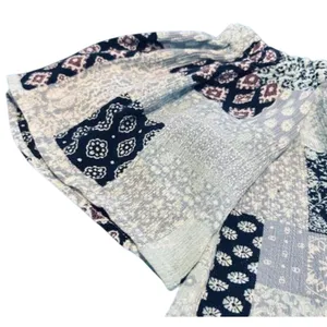 Dainty Hooligan Blue Patchwork Print Off Shoulder Crop Top‎ Boho Festival Small thumbnail 11