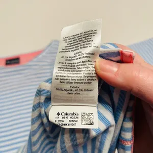Columbia PFG Blue White Stripe 3/4 Sleeve Women Medium Shirt Top Nautical Summer thumbnail 3