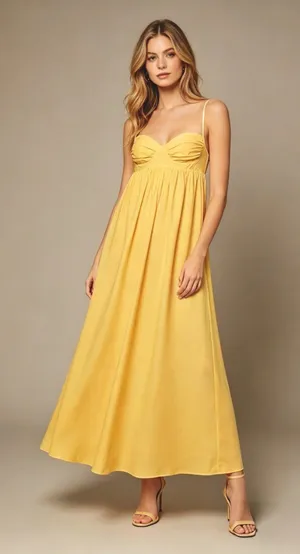 NWOT Farm Rio Linen Blend Yellow Sleeveless Maxi Dress Size XS thumbnail 1