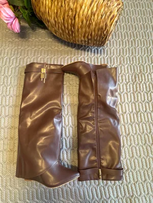 Cape Robbin Leather Knee High Boots Brown Gold Hardware Designer Style thumbnail 9