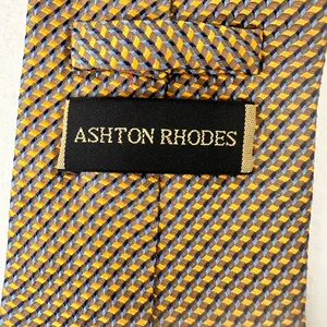 Ashton Rhodes Vintage Silk Tie Mens Gold Multicolor Geometric Necktie Office thumbnail 4