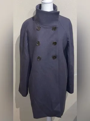 J.Crew Women’s Size 6 Purple Gray Wool Blend Double Breasted Peacoat Jacket Coat thumbnail 4
