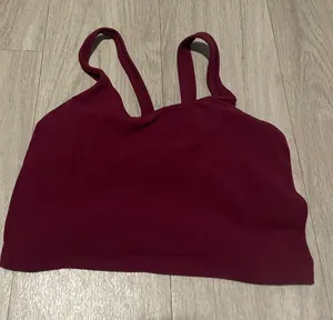 Women's Maroon Strappy Crop Tank Top Red Size M thumbnail 1