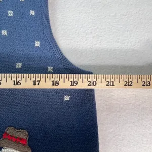 Vintage Marisa Christina 100%‎ Wool Snowman Winter Sweater Vest Blue Womens Med thumbnail 6