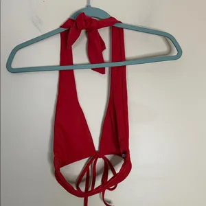 aerie Red Halter Tie-Front Swim Top thumbnail 5