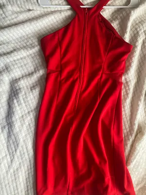 Red High neck Cocktail Dress thumbnail 3