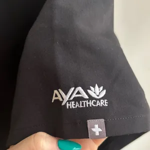 Figs Casma Black Scrub Top‎ with Aya Embroidery black XL nurse hospital travel thumbnail 4