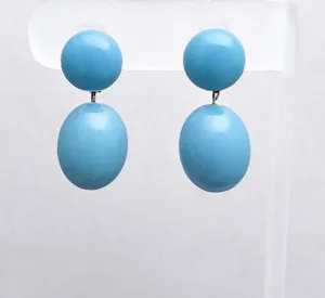 Vintage Clip On Earrings Blue Dangle Drop Retro W Germany Stylish Statement thumbnail 1