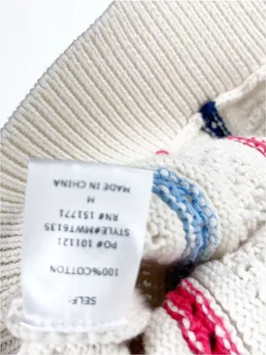LE LIS 100% Cotton Striped Knit Sweater Vest Medium Preppy Golf Tennis Casual thumbnail 5