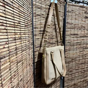 Fossil Preston Woven Straw and Leather Shopper Shoulder Bag thumbnail 3