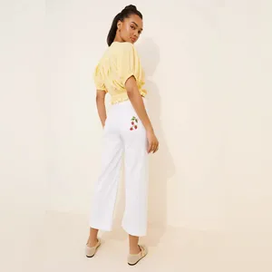 Anthropologie NWOT Maeve The Colette Cropped Wide-Leg Pants: Embroidered Edition thumbnail 4