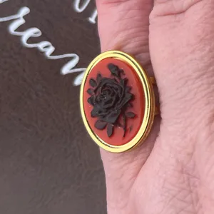 Handmade Black Rose Cameo Ring Romantic Goth Whimsigoth Witchy thumbnail 8