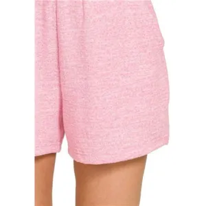 Zenana Soft Melange Hacci Elastic Waist‎ Band Shorts thumbnail 3