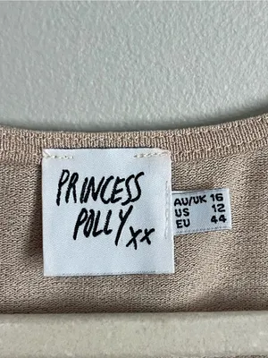 PRINCESS POLLY Beige Pearl-Button V-Neck Cardigan Sz 12 thumbnail 6