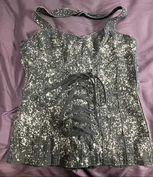 Royal Bones by Daang Goodman Splatter Halter Corset Doll's Kill EUC Size XL thumbnail 1