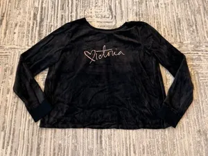 Victoria's Secret women's medium black/pink velour sweater thumbnail 1
