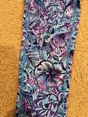 Lilly Pulitzer Blue Pink Floral Leggings thumbnail 2