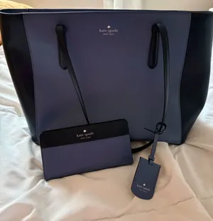 kate spade Navy and Blue Colorblock Tote with Matching Wallet thumbnail 1